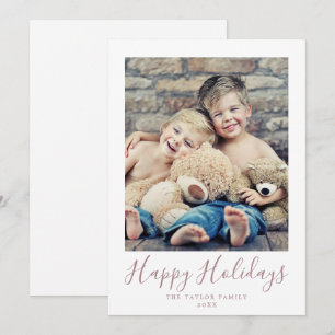 Cartes Pour Fêtes Annuelles Mini Rose Gold Happy Holidays Portrait Photo