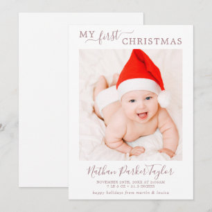Cartes Pour Fêtes Annuelles Mini Rose Gold Ma première photo de bébé de Noël