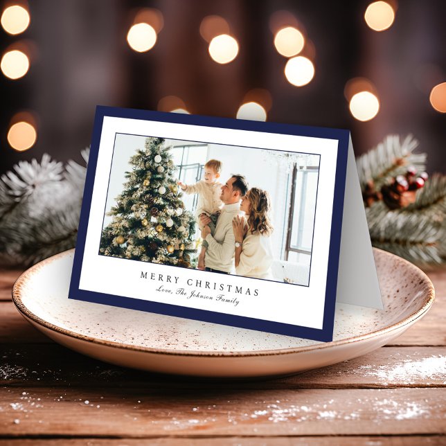 Cartes Pour Fêtes Annuelles Miniature Bleue Photo Noël élégant (Créateur téléchargé)
