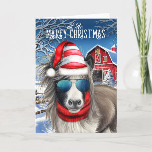 Cartes Pour Fêtes Annuelles Miniature Cheval drôle MAREy Noël