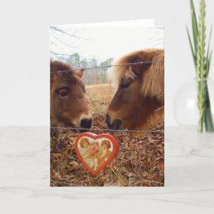 Cartes Pour Fêtes Annuelles Miniature Donkey & Horse Valentine Heart