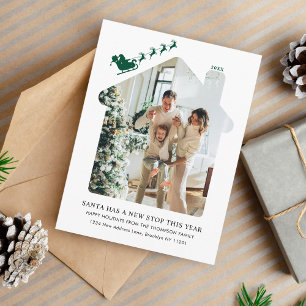 Cartes Pour Fêtes Annuelles Miniature Nouvelle Photo Vert Père Noël Sleigh Mov