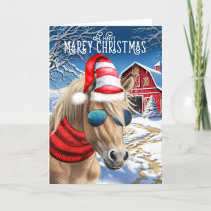 Cartes Pour Fêtes Annuelles Miniature Palomino Horse drôle MAREy Noël