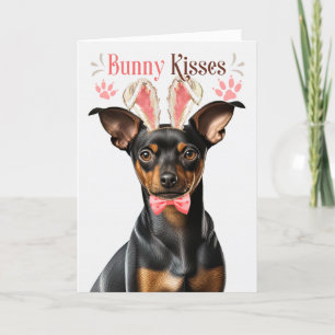 Cartes Pour Fêtes Annuelles Miniature Pinscher Dog Bunny Oreilles pour Pâques