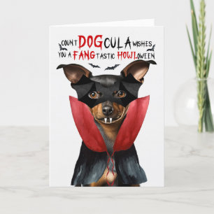 Cartes Pour Fêtes Annuelles Miniature Pinscher drôle nombre DOGcula Halloween
