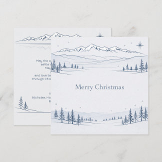 Cartes Pour Fêtes Annuelles Minimal Blue Mountain Merry Christmas