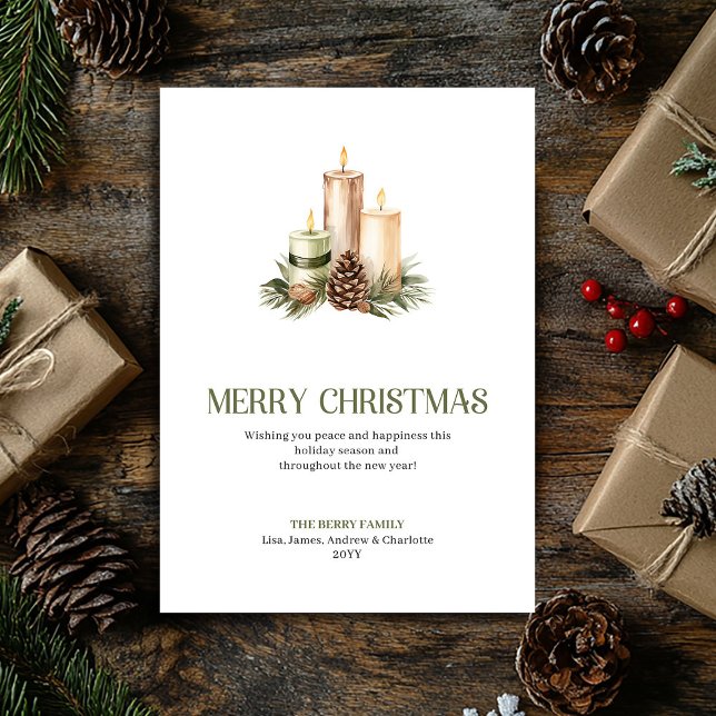 Cartes Pour Fêtes Annuelles Minimal Christmas Candles Soft Pastel Holiday Card (Minimal Christmas Ornament Soft Pastel Holiday Card)