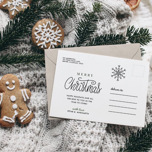 Cartes Pour Fêtes Annuelles Minimal de flocon de neige simple (Créateur téléchargé)