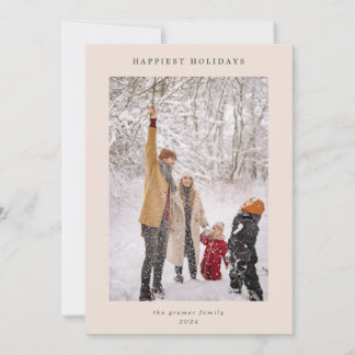 Cartes Pour Fêtes Annuelles Minimal moderne Blush Grey Joyeux Vacances Photo