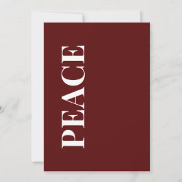 Cartes Pour Fêtes Annuelles Minimal PEACE | Deep Red Holiday Greeting Card