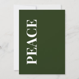 Cartes Pour Fêtes Annuelles Minimal PEACE | Forest Green Holiday Greeting Card