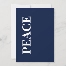 Cartes Pour Fêtes Annuelles Minimal PEACE | Navy Blue Holiday Greeting Card