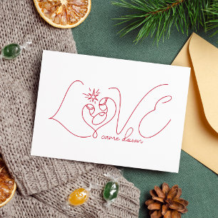 Cartes Pour Fêtes Annuelles Minimal Red Line Art Sainte Famille Religieuse