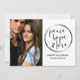 CARTES POUR FÊTES ANNUELLES MINIMALISER VACANCES PEACE HOPE LOVE PHOTO