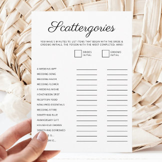Cartes Pour Fêtes Annuelles Minimalist Bridal Shower Script Scattergories Game