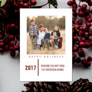 Cartes Pour Fêtes Annuelles Minimalist Chic Holiday Photo Card Burgundy