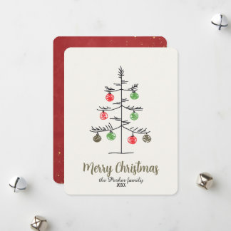 Cartes Pour Fêtes Annuelles Minimalist Whimsical Sketch Christmas Tree 