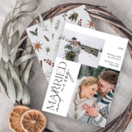 Cartes Pour Fêtes Annuelles Minimaliste, M. et Mme Marié & Joyeux Photo