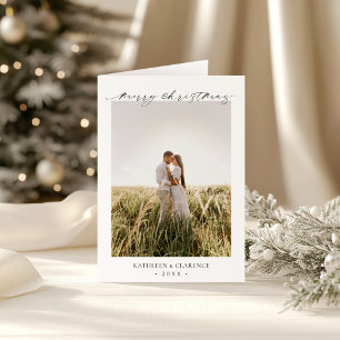 Cartes Pour Fêtes Annuelles Minimaliste Simple Élégant Photo Noël Classique