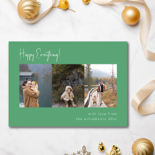 Cartes Pour Fêtes Annuelles Minimaliste Vert Multi Photo Quatre Manuscrit