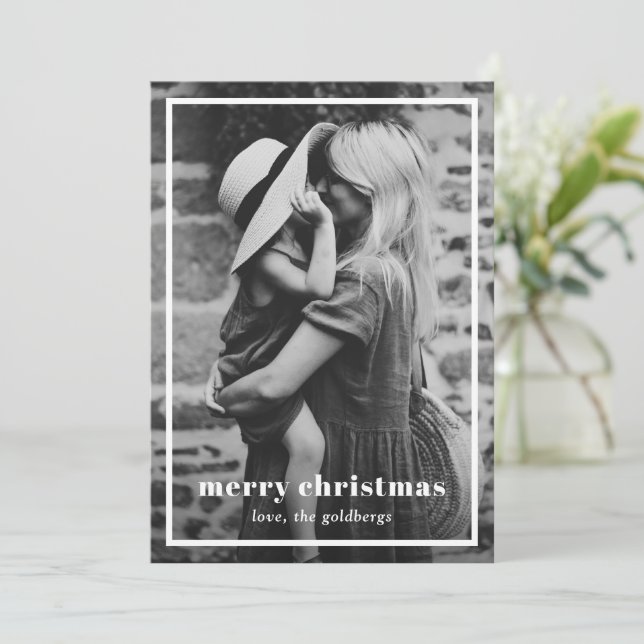 Cartes Pour Fêtes Annuelles Minime simple photo élégant Noël (Debout devant)