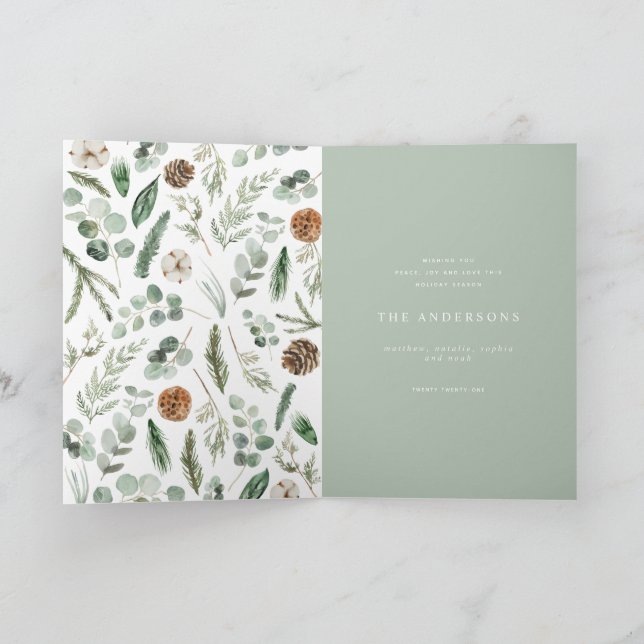 Cartes Pour Fêtes Annuelles Minimum moderne 1 photo Noël élégant script Ho (Intérieur)