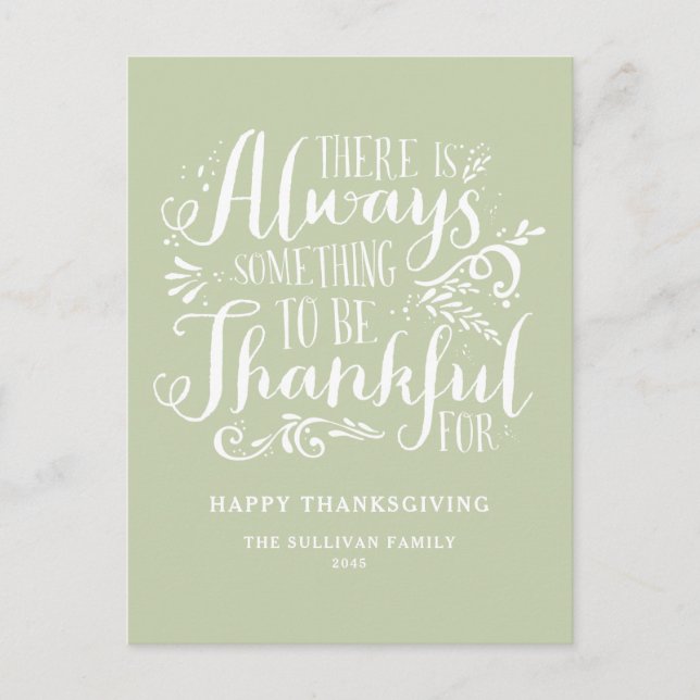 Cartes Pour Fêtes Annuelles Mint Green toujours remercier Citation Thanksgivin (Devant)