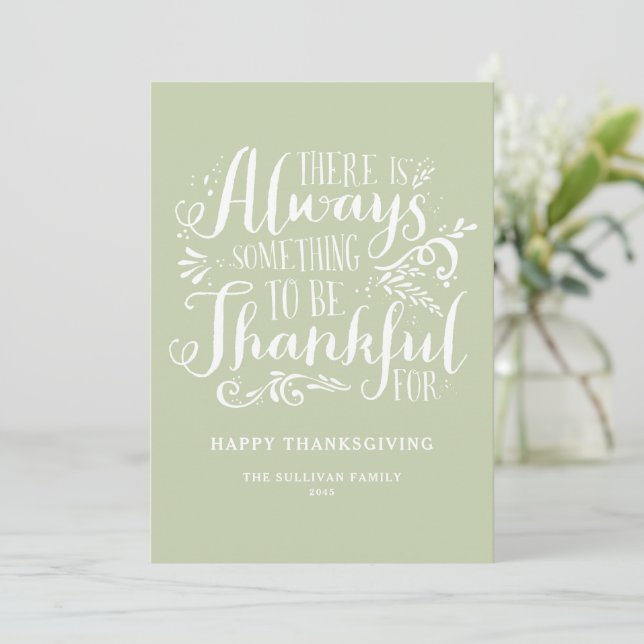 Cartes Pour Fêtes Annuelles Mint Green toujours remercier Citation Thanksgivin (Debout devant)