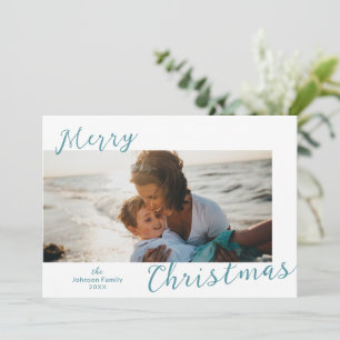 Cartes Pour Fêtes Annuelles Minuscule photo bleue Noël moderne