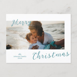 Cartes Pour Fêtes Annuelles Minuscule photo bleue Noël moderne