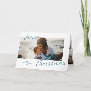 Cartes Pour Fêtes Annuelles Minuscule photo bleue Noël moderne