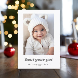 Cartes Pour Fêtes Annuelles Minuscule photo meilleure année mais Noël moderne