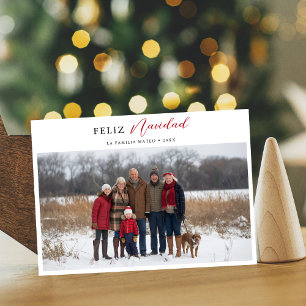 Cartes Pour Fêtes Annuelles Minuscule rouge Feliz Navidad Photo de Noël espagn