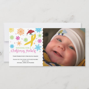 Cartes Pour Fêtes Annuelles Miracle de Noël - ruban de Cancer d'enfance