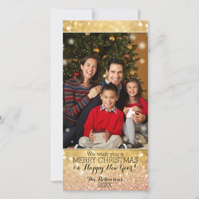Cartes Pour Fêtes Annuelles Miroitement d'étincelle de photographie de famille (Devant)