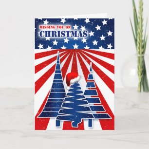 Cartes Pour Fêtes Annuelles Missing You on Christmas Stars and Stripes