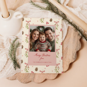 Cartes Pour Fêtes Annuelles Mistletoe Pinecone Berry Photo Motif