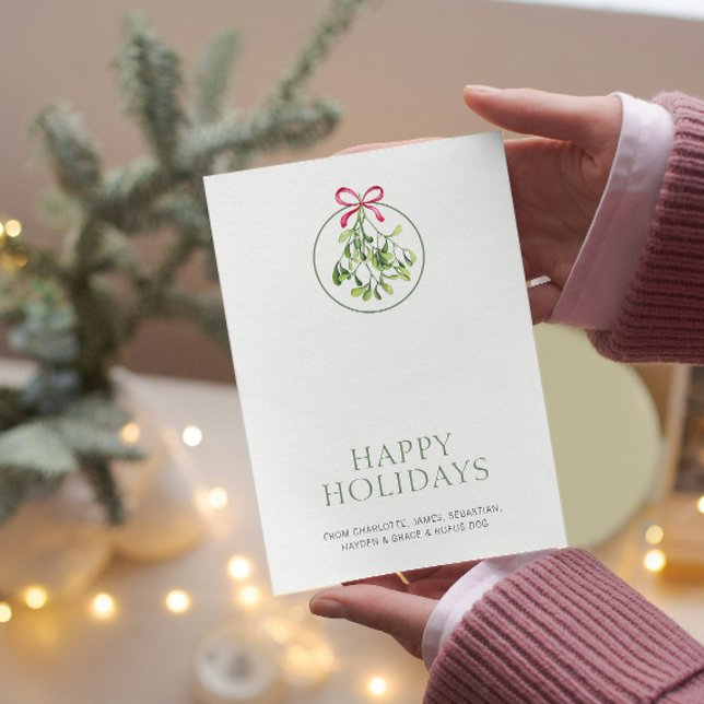 Cartes Pour Fêtes Annuelles Mistletoe Thème Noël Personnalisé (Mistletoe Themed Christmas Personalized Holiday Cards from Ricaso. Elegant, simple holiday greetings)
