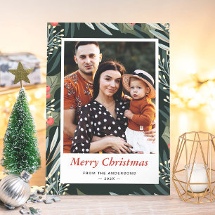 Cartes Pour Fêtes Annuelles Mistletoe Winter Foliage Joyeux Noël 2 Photo