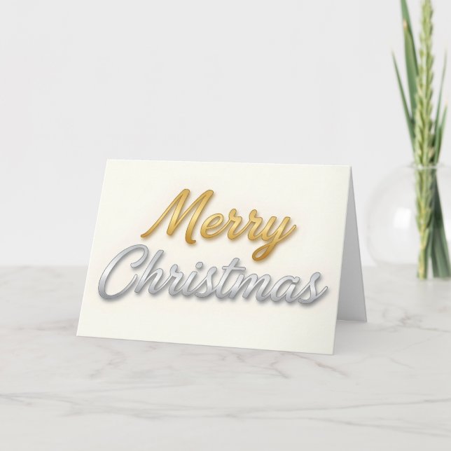 Cartes Pour Fêtes Annuelles Mixed Metal Foil Script Merry Christmas (Devant)