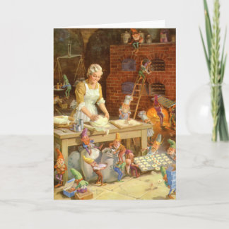 Cartes Pour Fêtes Annuelles Mme Claus Bakes Cookies avec Elfes de Père Noël