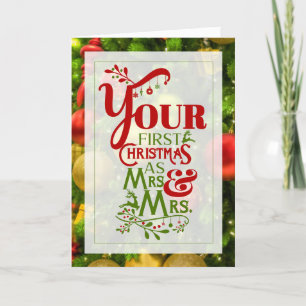 Cartes Pour Fêtes Annuelles Mme et Mme 1st Christmas Lesbian Life Partners