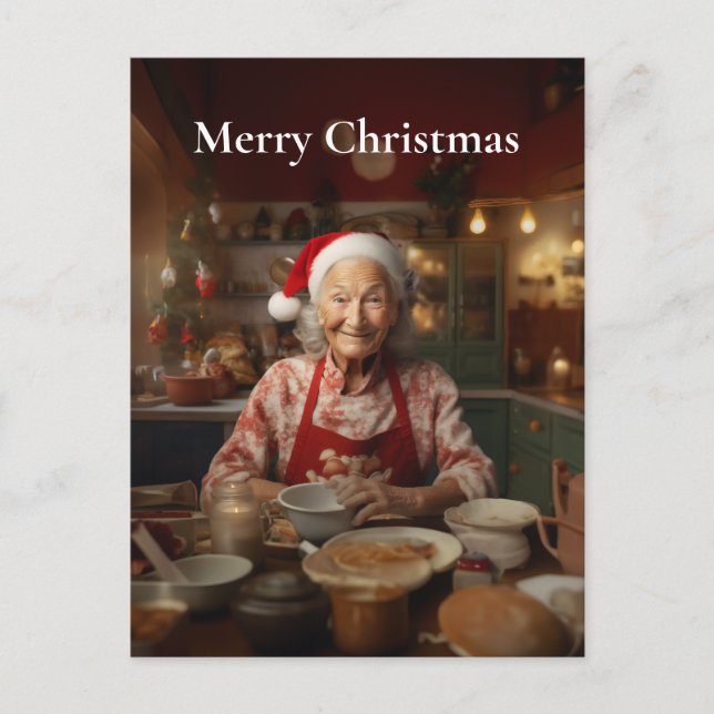 Cartes Pour Fêtes Annuelles Mme Père Noël Baking Cake (Devant)