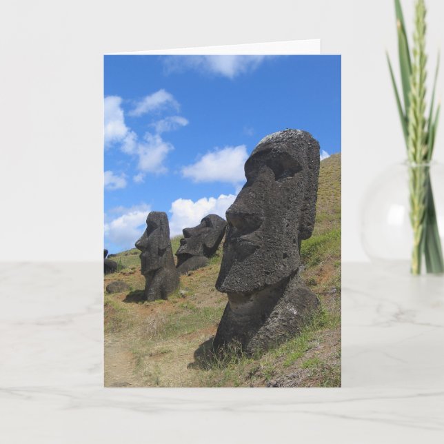 Cartes Pour Fêtes Annuelles Moai sur l'île de Pâques (Devant)