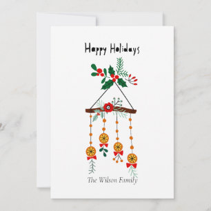 Cartes Pour Fêtes Annuelles Mobile Noël Orange et Houx Festif