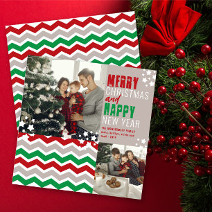 Cartes Pour Fêtes Annuelles Mod Chevron Joyeux Noël Bonne Année Photo
