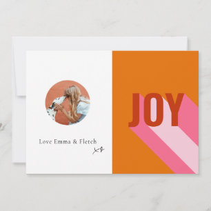 Cartes Pour Fêtes Annuelles Mod Retro Bright Colorful Rose Orange Joie Photo
