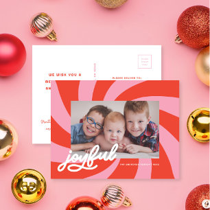 Cartes Pour Fêtes Annuelles Mod Wavy Retro rose rouge photo de Noël