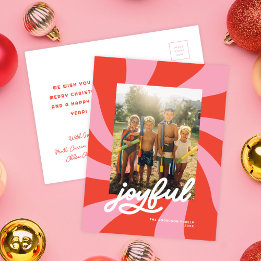 Cartes Pour Fêtes Annuelles Mod Wavy Retro Super Noël rose rouge