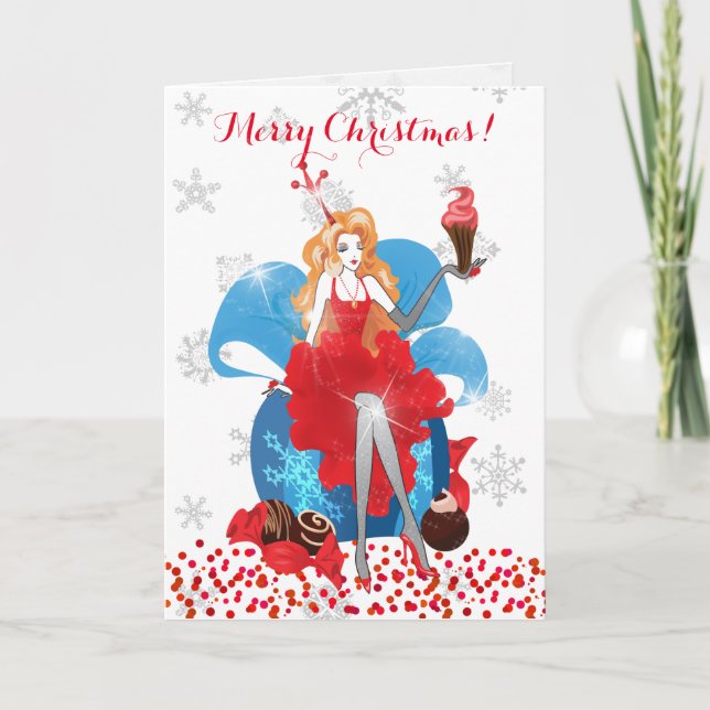 Cartes Pour Fêtes Annuelles Mode Noël stylisé gris rouge illustration (Devant)
